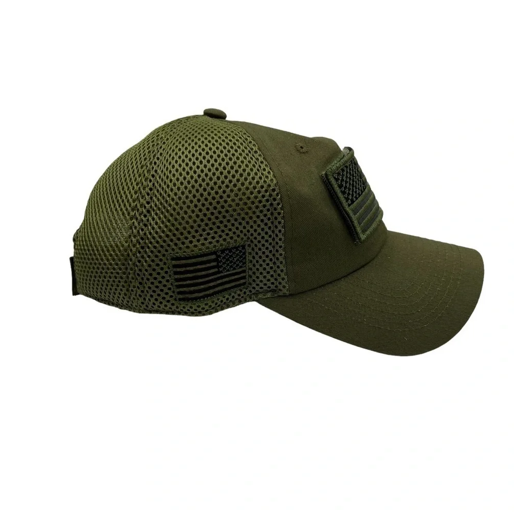NWT DK Accessories Green AMERICAN FLAG Detachable Patch Premium Baseball Cap Hat